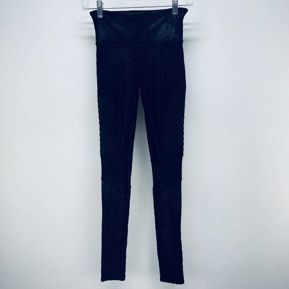 Spanx Leggins Size S Women’s Moto Faux Leather High Rise Black - Picture 4 of 14